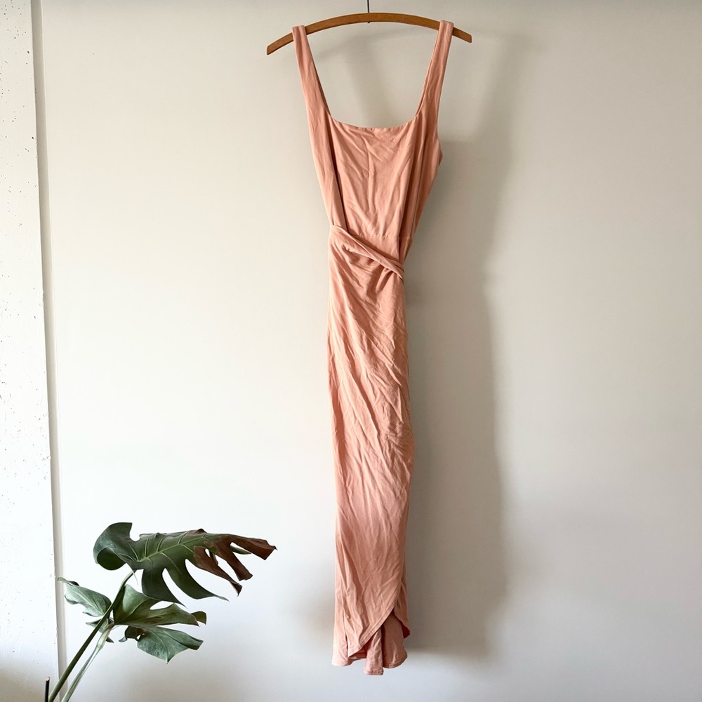 Aritzia Wilfred Saturn Wrap Sarong‎ Midi Dress Sun Faded Coral sz L - Picture 5 of 6